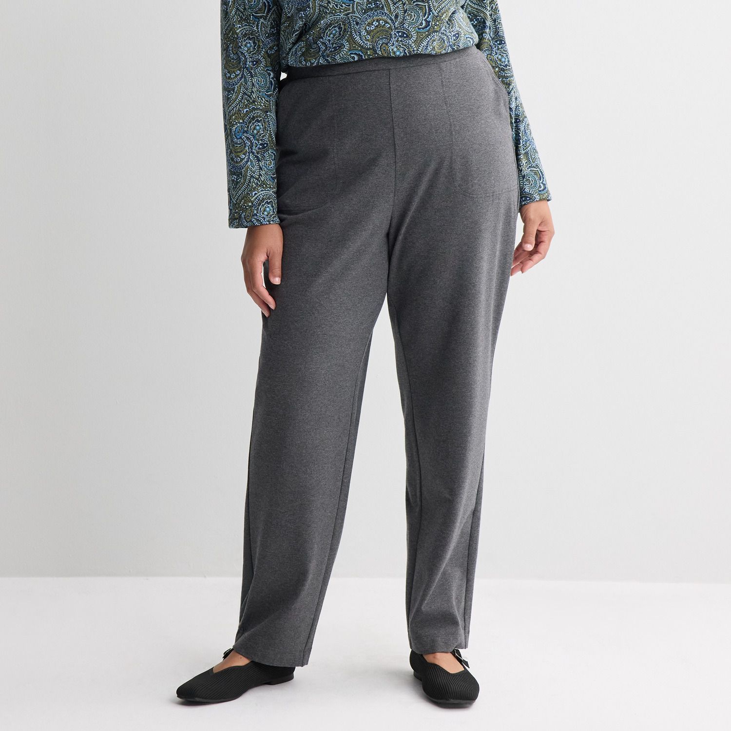 Женские брюки Plus Size Croft & Barrow® Essential Straight Leg, цвет: Угольный меланжевый