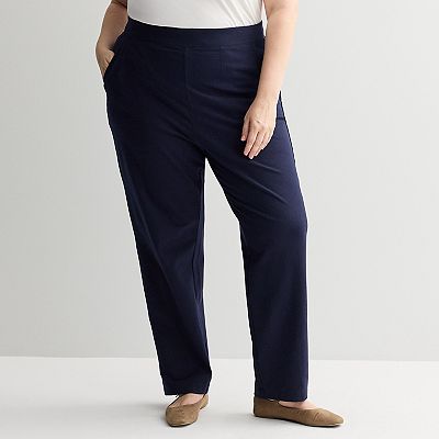 navy blue dress pants womens plus Relaxed vibe Plus-plus size pants (navy) 3X