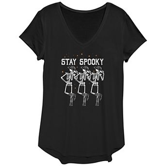 Juniors' Stay Spooky V-Neck Graphic Tee