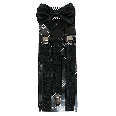 CTM Men's Solid Bow Tie with Suspender Set