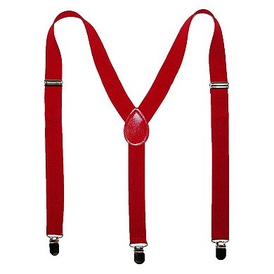 Men's Solid Bow Tie With Suspender Set