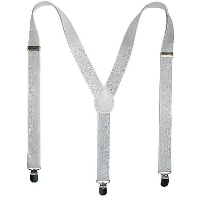 CTM Women's Elastic Glitter Clip-End Suspenders