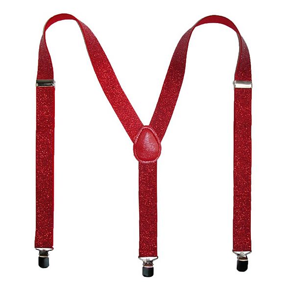 GLITTER SPARKLE SUSPENDERS Braces Clipon Elastic Y-Back Slim Adjustable  - White (Glitter) main image 0