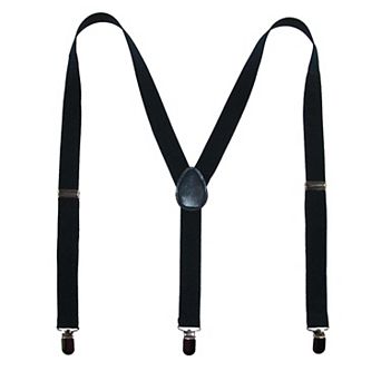 Elastic Solid Navy Clip-end Suspenders