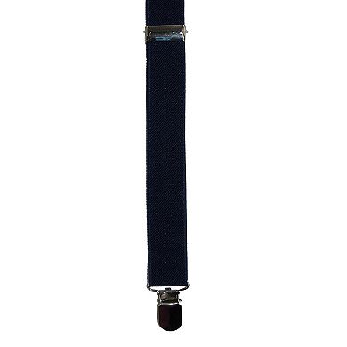 CTM Elastic Solid Navy Clip-End Suspenders
