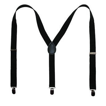 Elastic Solid Black Clip-end Suspenders