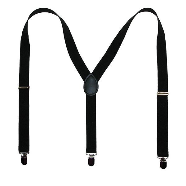 Elastic Solid Black Clipend Suspenders