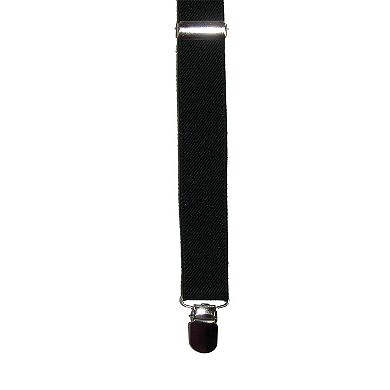 CTM Elastic Solid Black Clip-End Suspenders