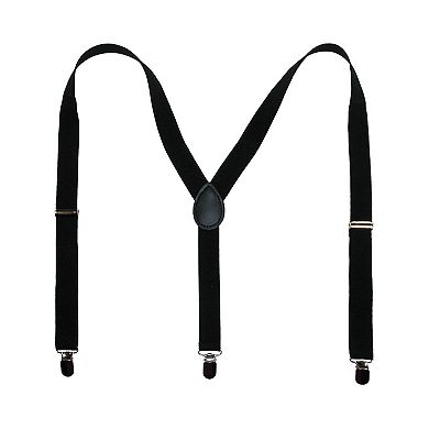 CTM Elastic Solid Black Clip-End Suspenders
