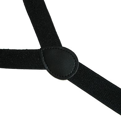 Elastic Solid Black Clip-end Suspenders