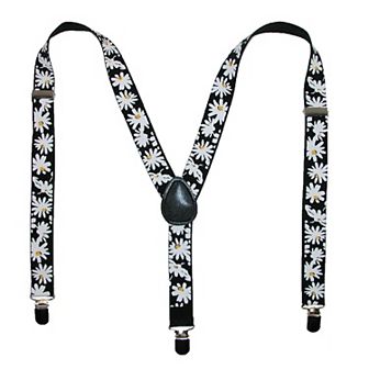 Women's Elastic Daisy Print Clip-end Suspenders