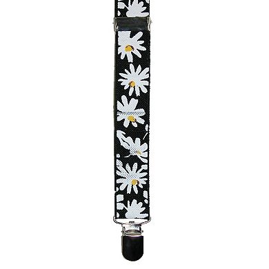 CTM Women's Elastic Daisy Print Clip-End Suspenders