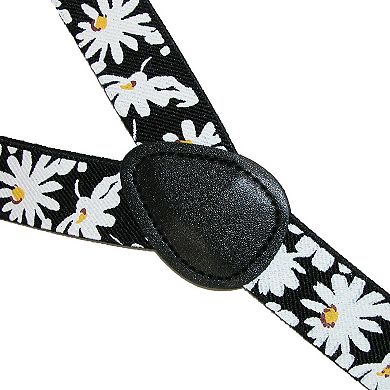 Women's Elastic Daisy Print Clip-end Suspenders