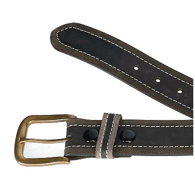 Paul & Taylor Mens Big & Tall  Two Tone Bridle Belt With Removable Buckle