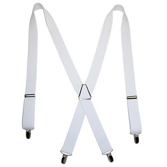 Men's Elastic X-back Suspenders With Silver Hardware