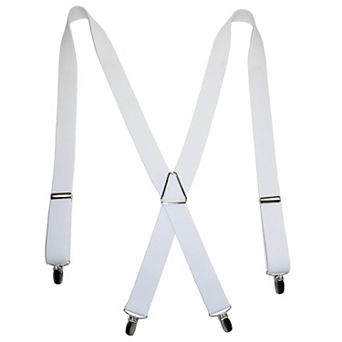 Men's Elastic X-back Suspenders With Silver Hardware