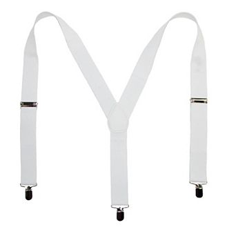 Elastic Solid White Clip-end Suspenders