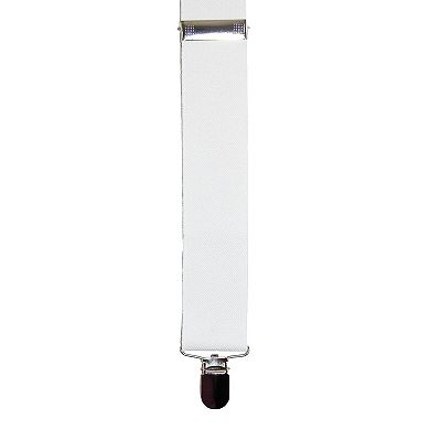 CTM Elastic Solid White Clip-End Suspenders