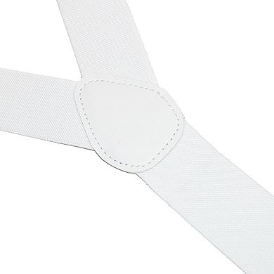 Elastic Solid White Clip-end Suspenders