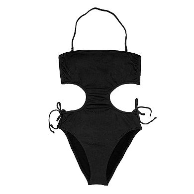 Juniors' Ninety-Nine° Cut-Out Bandeau One-Piece Swimsuit