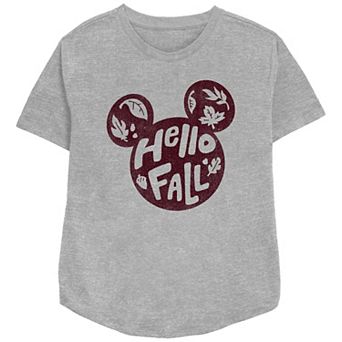 Disney's Mickey Mouse Juniors' Hello Fall Relaxed Fit Graphic Tee