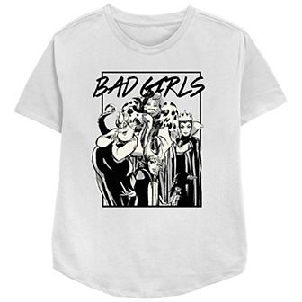 Disney Villains Juniors' Bad Girls Sketch Relaxed Fit Graphic Tee