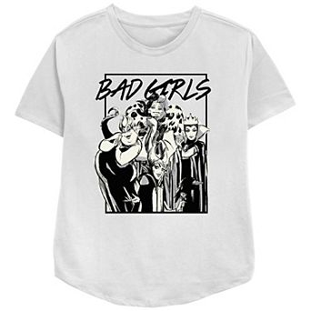 Disney Villains Juniors' Bad Girls Sketch Relaxed Fit Graphic Tee