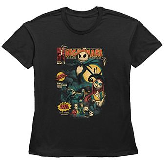 Disney's The Nightmare Before Christmas Juniors' Graphic Novel Cover Graphic Tee