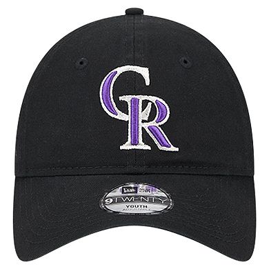 Youth New Era Black Colorado Rockies Team Color 9TWENTY Adjustable Hat