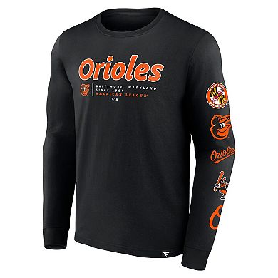 Men's Fanatics Branded Black Baltimore Orioles Strike the Goal Long Sleeve T-Shirt