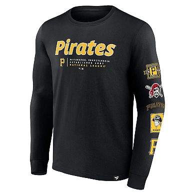 Men's Fanatics Branded Black Pittsburgh Pirates Strike the Goal Long Sleeve T-Shirt