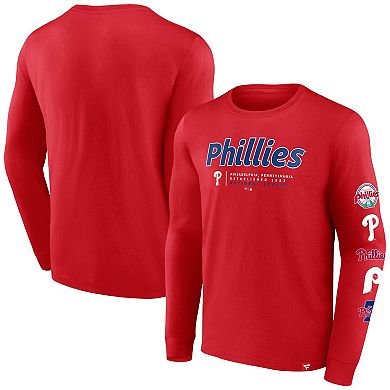 Men's Fanatics Branded Red Philadelphia Phillies Strike the Goal Long Sleeve T-Shirt