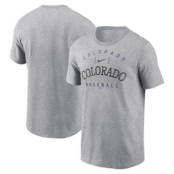 Men's Nike Heather Gray Colorado Rockies Home Team Athletic Arch T-Shirt