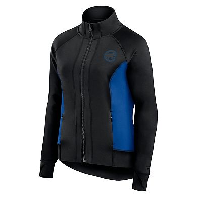 Women's Fanatics Signature Black Chicago Cubs Studio Fitted Full-Zip Gym Track Jacket