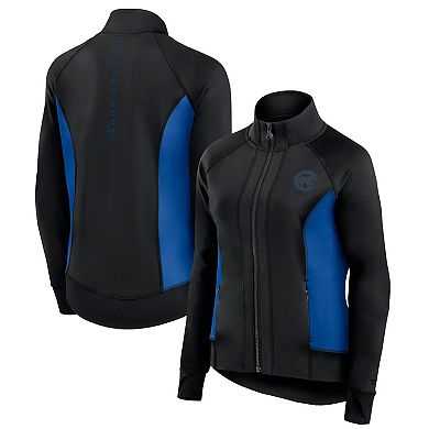 Women's Fanatics Signature Black Chicago Cubs Studio Fitted Full-Zip Gym Track Jacket