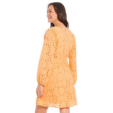 Women's London Times Eyelet Bishop Sleeve Dress