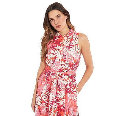 Women's London Times Hidden Placket Shirt Dress With Sash