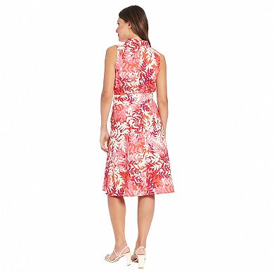 Women's London Times Hidden Placket Shirt Dress With Sash