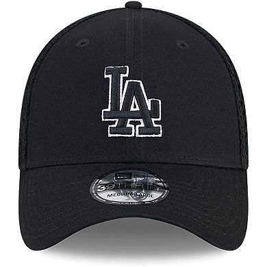 Men's New Era Los Angeles Dodgers Evergreen Black & White Neo 39THIRTY Flex Hat