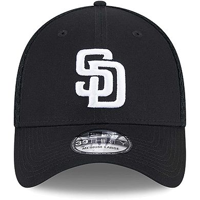 Men's New Era San Diego Padres Evergreen Black & White Neo 39THIRTY Flex Hat