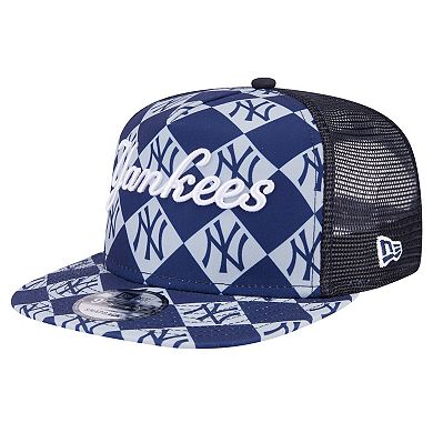 Men's New Era Navy New York Yankees Seeing Diamonds A-Frame Trucker 9FIFTY Snapback Hat