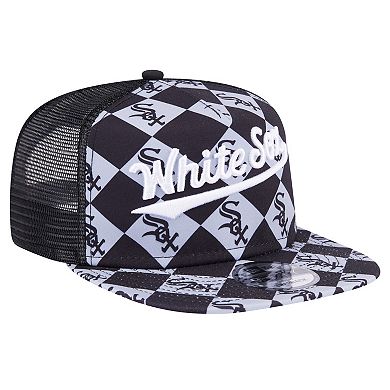 Men's New Era Black Chicago White Sox Seeing Diamonds A-Frame Trucker 9FIFTY Snapback Hat