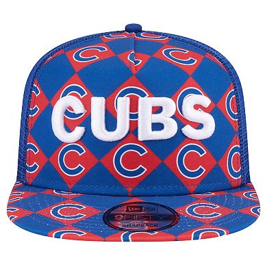 Men's New Era Royal Chicago Cubs Seeing Diamonds A-Frame Trucker 9FIFTY Snapback Hat