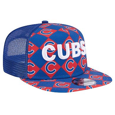 Men's New Era Royal Chicago Cubs Seeing Diamonds A-Frame Trucker 9FIFTY Snapback Hat