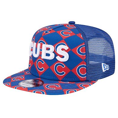 Men's New Era Royal Chicago Cubs Seeing Diamonds A-Frame Trucker 9FIFTY Snapback Hat