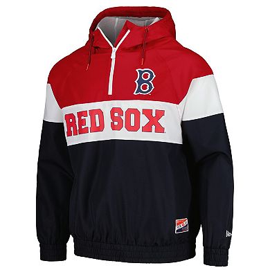 Men's New Era Navy Boston Red Sox Ripstop Raglan Quarter-Zip Hoodie Windbreaker Jacket