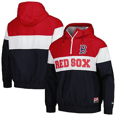 Men's New Era Navy Boston Red Sox Ripstop Raglan Quarter-Zip Hoodie Windbreaker Jacket