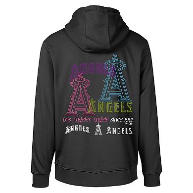 Men's Levelwear Black Los Angeles Angels Podium Vintage Pullover Hoodie