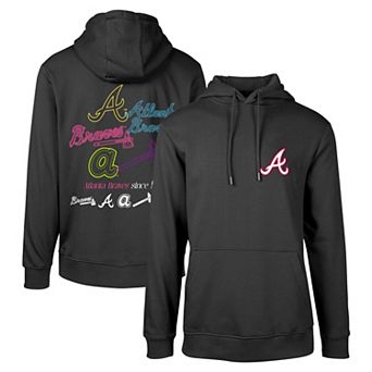Men's Levelwear Black Atlanta Braves Podium Vintage Pullover Hoodie