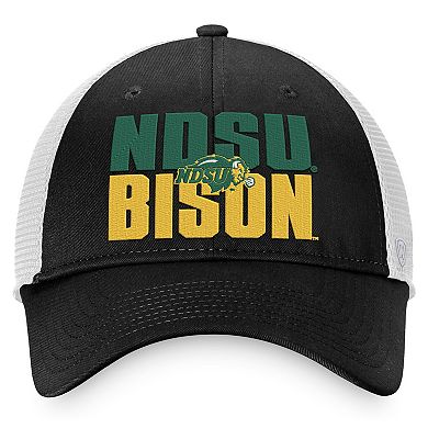 Men's Top of the World Black/White NDSU Bison Stockpile Trucker Snapback Hat